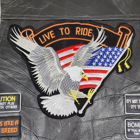 Leather Biker Vest with Patches Galore! - Picture 6 of 11